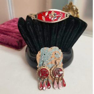 Abalone Earrings and Bracelet Mexico Alpaca